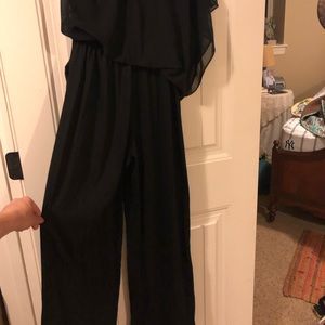 One shoulder, sexy black romper